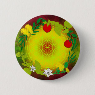 Badge Rond 5 Cm Fleur Céleste – Géométrie Sacrée
