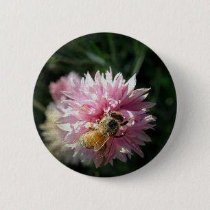 Badge Rond 5 Cm Fleur d'abeille et rose