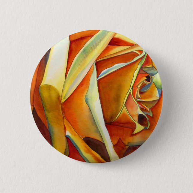Badge Rond 5 Cm Fleur d'art d'aquarelle rose jaune (Devant)