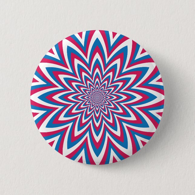 Badge Rond 5 Cm Fleur d'Art Patriotique (Devant)