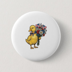 Badge Rond 5 Cm Fleur de Caneton Patriotique Bouquet de Fleurs Vin
