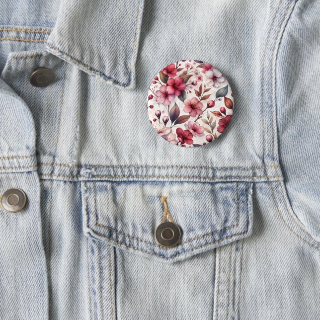 Badge Rond 5 Cm Fleur de Cerisier (En situation)