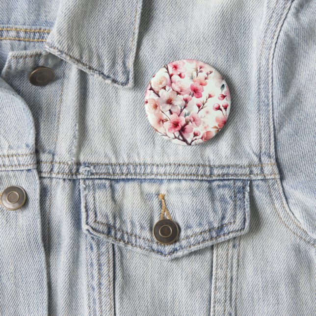 Badge Rond 5 Cm Fleur de Cerisier (En situation)