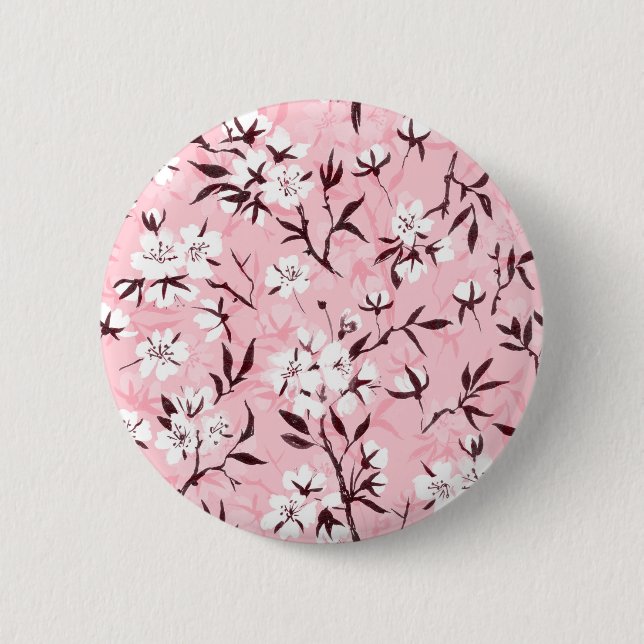 Badge Rond 5 Cm Fleur de cerisier blanc (Devant)
