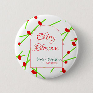 Badge Rond 5 Cm Fleur de cerisier en forme d'arche rouge vert baby