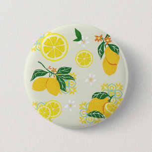 Badge Rond 5 Cm Fleur de Citron
