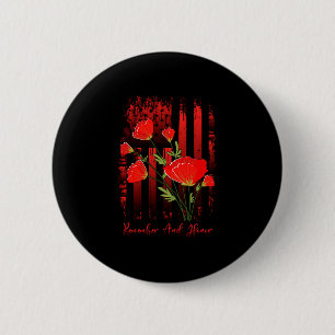 Badge Rond 5 Cm Fleur de coquelicot rouge pour hommes jour de la m