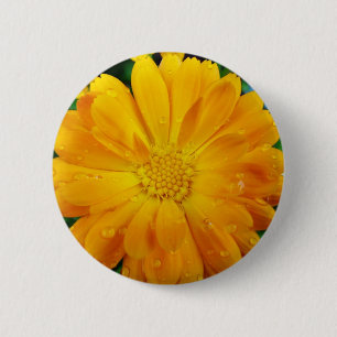 Badge Rond 5 Cm fleur de gerbera jaune