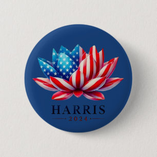 Badge Rond 5 Cm Fleur de kamala harris personnalisée Amérique
