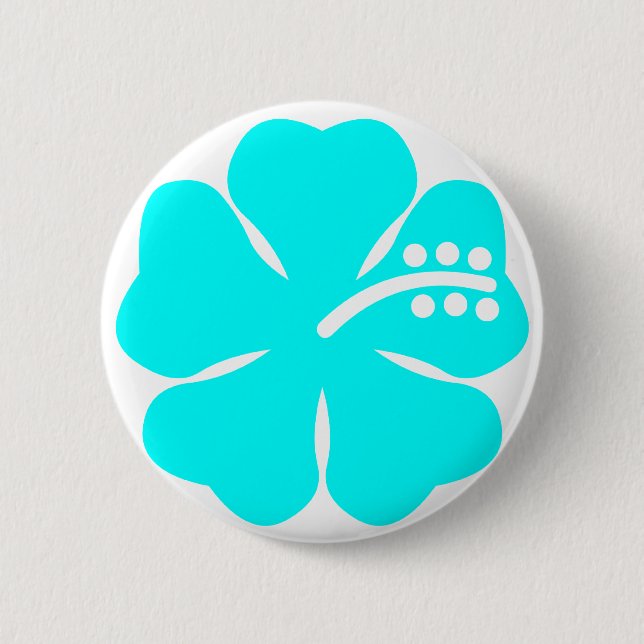 Badge Rond 5 Cm Fleur de ketmie d'Aqua (Devant)