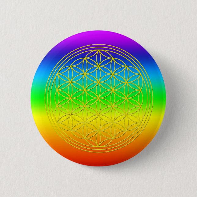 Badge Rond 5 Cm Fleur de la vie chakra 2 (Devant)