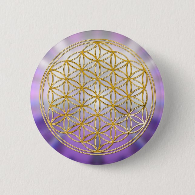 Badge Rond 5 Cm Fleur De La Vie Yantra (Devant)