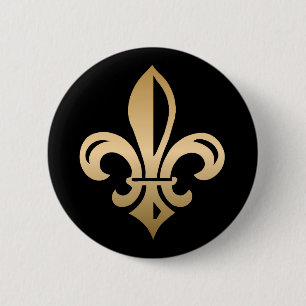 Badge Rond 5 Cm Fleur de Lis en noir