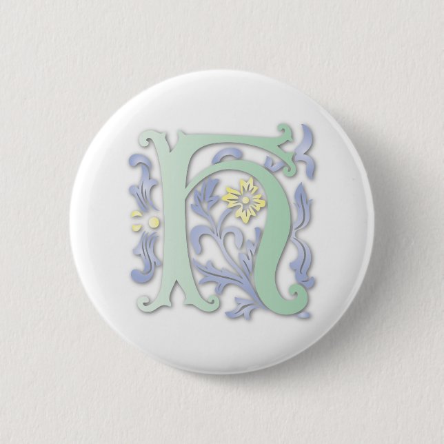 Badge Rond 5 Cm Fleur de lis H Monogramme (Devant)