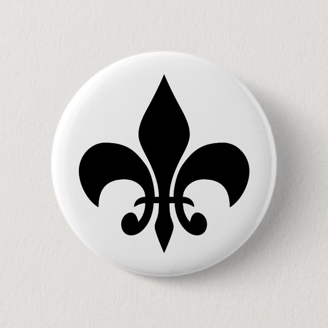 Badge Rond 5 Cm Fleur de Lis noir et blanc (Devant)