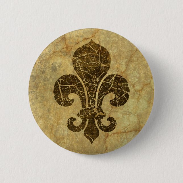 Badge Rond 5 Cm Fleur De Lis Usée (Devant)