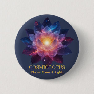 Badge Rond 5 Cm Fleur de Lotus Cosmique   Énergie de Fleur de Gala