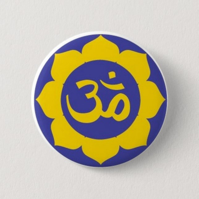 Badge Rond 5 Cm fleur de lotus - méditation d'aum (Devant)