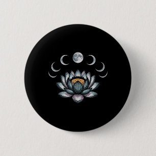 Badge Rond 5 Cm Fleur de Lotus Phases Lunaires Zen Amoureux de Yog