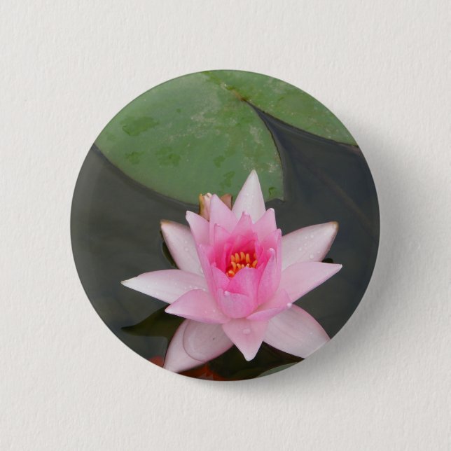 Badge Rond 5 Cm Fleur de Lotus rose (Devant)