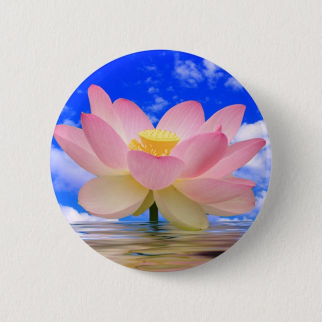 Badge Rond 5 Cm Fleur de Lotus soutenue dans l'eau (Devant)