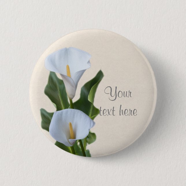 Badge Rond 5 Cm Fleur de lys calla Fleur mariage floral Broche BUT (Devant)