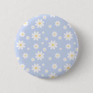 Badge Rond 5 Cm Fleur de marguerite blanche classique