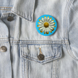 Badge Rond 5 Cm Fleur de Marguerite - Cadeau de Décoration Florale