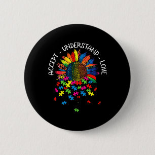 Badge Rond 5 Cm Fleur de marguerite de sensibilisation à l'autisme