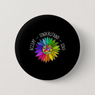 Badge Rond 5 Cm Fleur de marguerite de sensibilisation à l'autisme