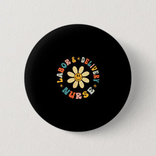 Badge Rond 5 Cm Fleur de marguerite rétro infirmière en salle d'ac