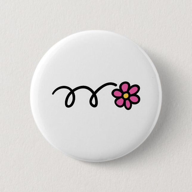 Badge Rond 5 Cm Fleur de marguerite rose (Devant)
