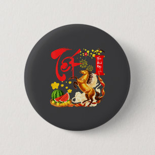 Badge Rond 5 Cm Fleur de Pêcher Nouvel An Lunaire Vietnamien Cheva