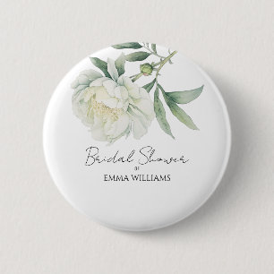 Badge Rond 5 Cm Fleur de pivoine à l'aquarelle Baby Shower de ma