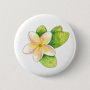 Badge Rond 5 Cm Fleur de Plumeria