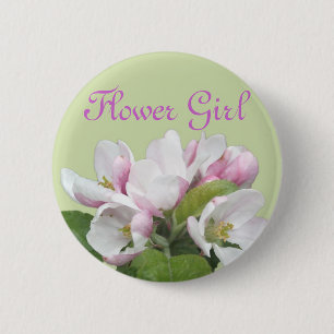 Badge Rond 5 Cm Fleur de pommier rose clair fille de mariage