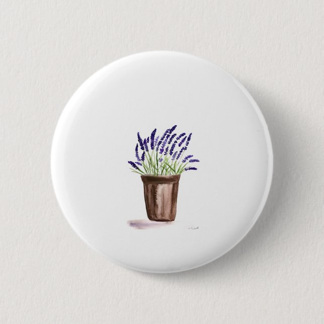 Badge Rond 5 Cm Fleur de pot de lavande (Devant)