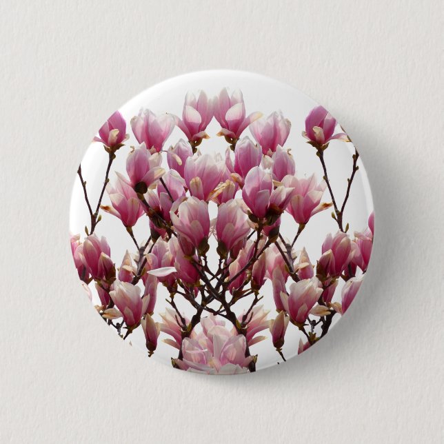Badge Rond 5 Cm Fleur de printemps rose florissante Magnolias (Devant)