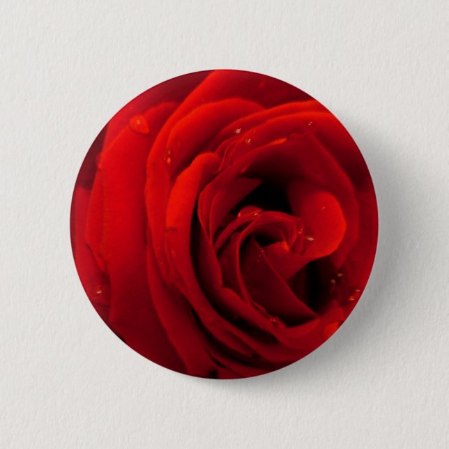 Badge Rond 5 Cm Fleur de rose rouge (Devant)