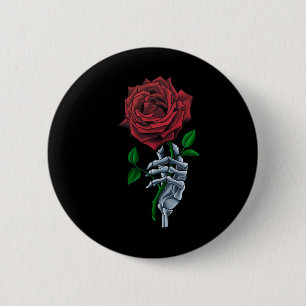 Badge Rond 5 Cm Fleur de rose rouge main