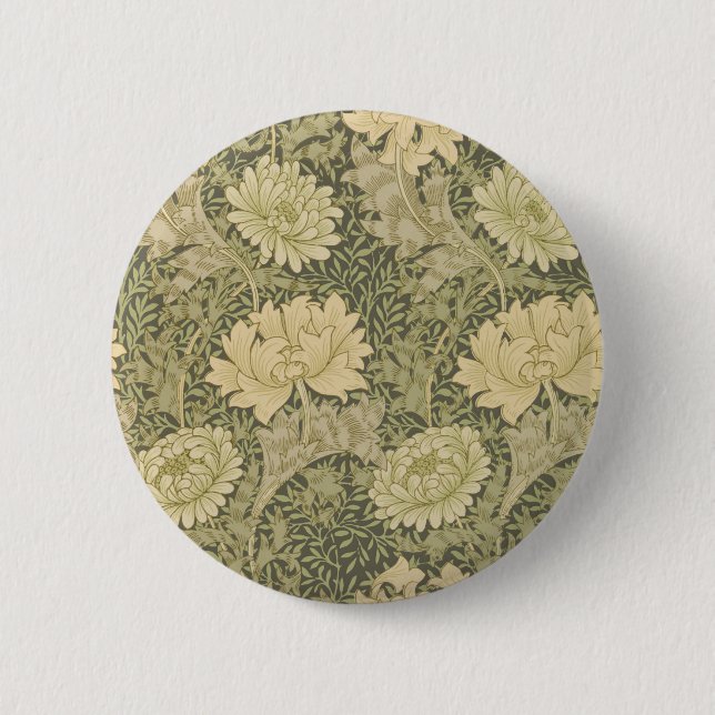 Badge Rond 5 Cm Fleur de Sauge Chrysanthème de William Morris (Devant)