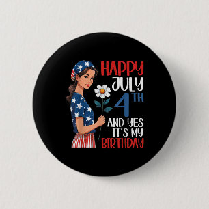 Badge Rond 5 Cm Fleur de soleil mignonne Joyeuse du 4 juillet Et o