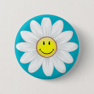 Badge Rond 5 Cm Fleur de sourire de marguerite
