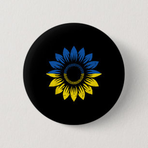 Badge Rond 5 Cm Fleur de tournesol bleue jaune ukrainienne Fierté