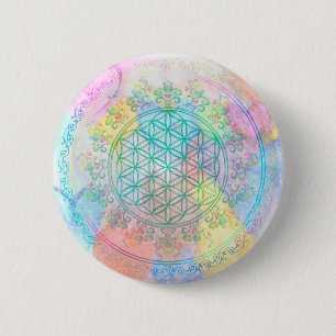 Badge Rond 5 Cm Fleur de vie / Blume des Lebens - Coeurs d'amour