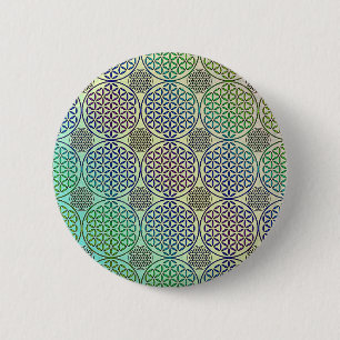 Badge Rond 5 Cm Fleur de vie - motif de grunge de timbre 2