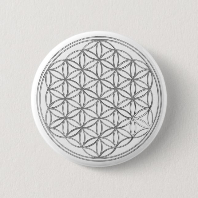 Badge Rond 5 Cm Fleur De Vivre / Argent (Devant)
