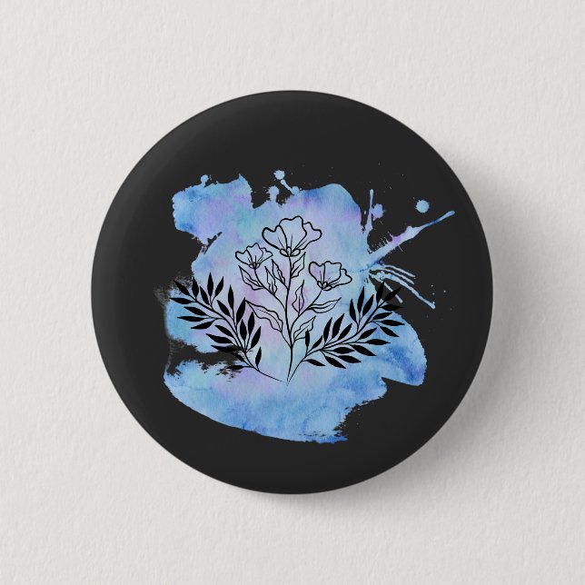 Badge Rond 5 Cm fleur d'eau (Devant)