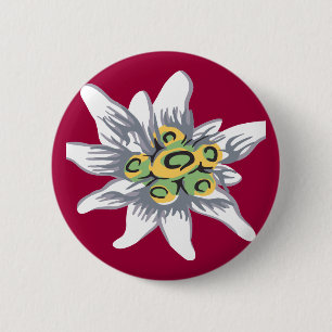 Badge Rond 5 Cm Fleur d'edelweiss