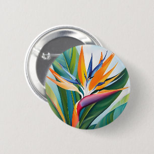 Badge Rond 5 Cm Fleur d'oiseau de paradis